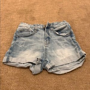 light wash denim shorts
